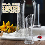 包邮 透明斜口冰裂生态创意玻璃花瓶大号富贵竹 百合水培玻璃花瓶