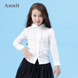 安奈儿女童装 翻领长袖衬衣白衬衫AG511311专柜正品特价