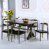 复古铁艺餐桌椅组合小户型欧式餐桌椅套件长方形餐桌咖啡店休闲店