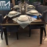黑檀烤漆餐桌椅组合 欧式餐桌 美式餐桌 新古典长餐桌 实木餐桌