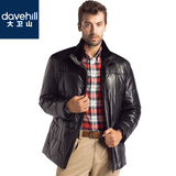 davehill大卫山 新款真皮商务休闲皮羽绒服 中年男士皮夹克皮衣