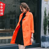 布衣传说女装2016春夏季韩版潮中长款风衣修身显瘦大码薄休闲外套