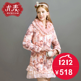 尤麦玫瑰帝国系列唯珠花冬季新款花色修身羽绒服女M6020