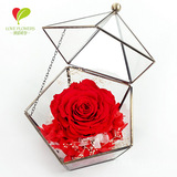 永生花鲜花高档玻璃礼盒装永久保鲜生日礼物创意干玫瑰花束送女友