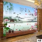 塞拉维无缝大型壁画3d中式山水江南风景电视背景墙壁纸影视墙墙布