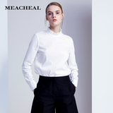 MEACHEAL米茜尔 小高领白色百搭衬衫 专柜正品2016秋季新款女装