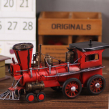 欧式复古创意怀旧铁质蒸汽火车头模型手工道具酒吧家居工艺品摆件