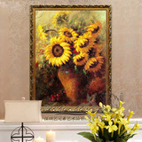 手绘向日葵印象花卉油画简欧式客厅餐厅玄关壁炉家居装饰画YYX069