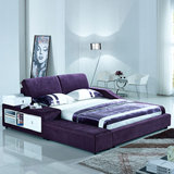 现代简约主卧床 可拆洗布艺床 榻榻米床储物软床 1.8米双人床包邮