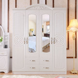 欧式衣柜 木质板式白色立柜开门整体大衣橱 三四门卧室储物柜组合