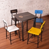 美式咖啡厅桌椅复古铁艺实木餐椅 餐厅酒吧甜品店彩色创意椅子