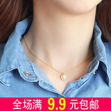韩国饰品女韩版简约气质珍珠贝壳造型吊坠短锁骨项链颈链