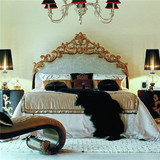 欧式双人床新古典实木雕花床公主婚床布艺1.8米床卧室家具床定制