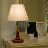 美式乡村卧室床头柜暖光台灯现代复古田园亚麻布艺灯罩实木小台灯