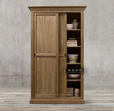 法式仿古家具 欧式美式实木两门可移动推拉门餐边柜 书柜 展示柜