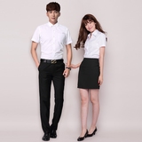 夏季男女同款白衬衫女短袖正装定制韩版职业装OL衬衣修身工作服