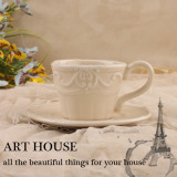 出口欧美米色复古浮雕陶瓷迷你咖啡杯 浓缩杯 下午茶杯美式奶茶杯
