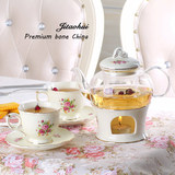 欧式田园花草茶具套装花果普洱茶壶陶瓷玻璃加热底座英式下午茶