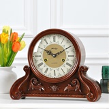 枫叶实木复古欧式机械座钟客厅仿古坐钟时钟摆件台钟装饰台式钟表