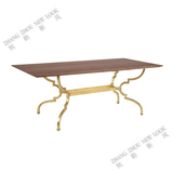 欧式美式特色黑胡桃木实木金箔做旧会议桌办公桌长餐桌