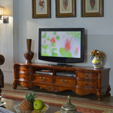 美式电视柜 实木雕花欧式高档客厅电视机简约现代柜地柜家具