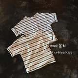定制2016初秋新品男童女童全棉条纹七分袖 T恤 儿童蝙蝠袖T恤2016