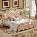 欧式双人实木床 小户型现代雕花床时尚奢华公主婚床法式储物皮床