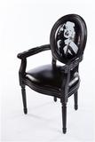 新古典欧式复古实木雕花印象椅子 布艺皮面咖啡厅酒店椅