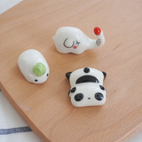 唯Nature zakka摆件餐具陶瓷熊猫筷架 筷枕托 卡通动物筷托筷子架