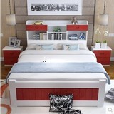孩彩漆床1米1.2米1.5米单人床储物床实木儿童床创意公主床男孩女