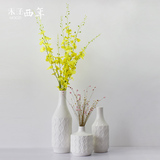 【木子西年】简约菱格创意工艺品小口陶瓷家居摆件素烧花瓶三件套