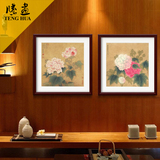 腾画 李晓明作品中式现代画沙发黄背景墙挂画壁画四联客厅装饰画