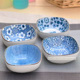 日式小方碗 日本和风饭店陶瓷器酱料碟子 创意zakka凉菜甜品餐具