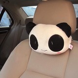 汽车头枕可爱卡通熊猫毛绒车用护颈枕靠枕腰靠垫抱枕车用头枕