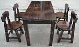 长方形餐桌子小圆凳带靠背 饭店餐厅甜品店茶桌椅 实木餐桌椅组合