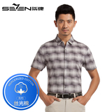 柒牌 2016夏季男装 丝光棉短袖格子衬衫修身休闲衬衫702T5087
