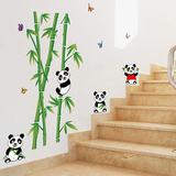 飞之彩墙贴 可移除客厅沙发卧室玄关楼梯贴花 可爱熊猫竹林墙贴纸