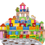 100粒大块桶装木制积木木质女孩儿童宝宝早教益智玩具1-2-3-6周岁