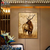 北欧复古发财鹿装饰画 办公室创意挂画商业展厅墙画商场壁画有框