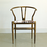 北欧铁艺y椅靠背扶手餐椅现代创意咖啡椅复古风格电脑椅办公椅子