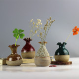 景德镇粗陶手工陶瓷花瓶创意花插家居茶道装饰摆件水培小花器