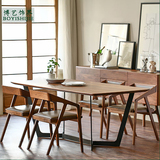 创意北欧餐桌简约原木家具复古书桌设计师办公铁艺正品保障