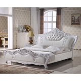 象牙白欧式双人床 欧式现代风格 1.8米奢华大气软包婚床 可定制