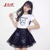 青少年夏装新款韩版少女休闲运动短袖短裙卡通可爱套装中学生时尚