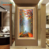丝蒂奇欧式油画手绘玄关装饰画抽象风景有框壁画现代走廊过道挂画