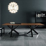 美式loft复古实木家具长桌子办公桌会议桌椅组合书桌创意铁艺餐桌