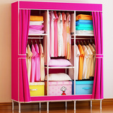 新款 纯色邦菲尔简易衣柜折叠布衣柜双人加固衣橱收纳储物柜