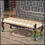 新古典床尾凳欧式实木床前凳布艺换鞋凳卧室家具美式床榻床边凳