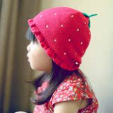 秋冬季韩版针织毛线帽儿童套头帽婴儿女童宝宝帽子保暖可爱草莓
