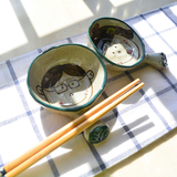 2件包邮 原创一家四口手绘陶瓷调味碟小碟 釉下彩餐具多功能筷架